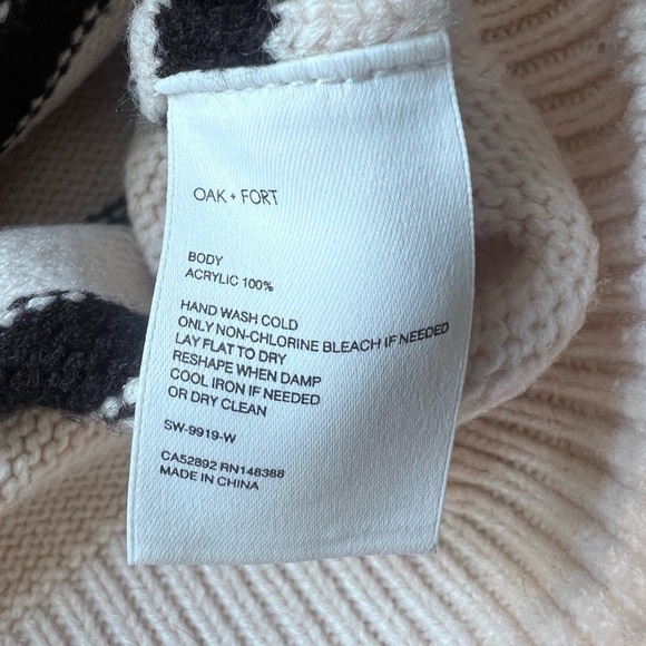 Oak & Fort Cream and Black Striped Sweater Womens Large - Picture 5 of 7